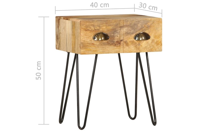 Sängbord 40x30x50 cm massivt mangoträ - Brun - Sängbord - Bord