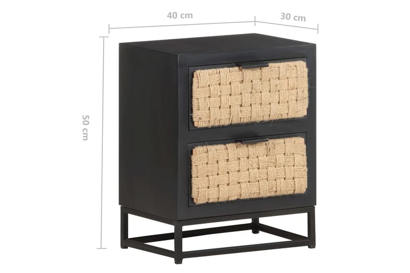 Sängbord 40x30x50 cm massivt mangoträ - Svart - Möbler - Sovrum - Sängbord