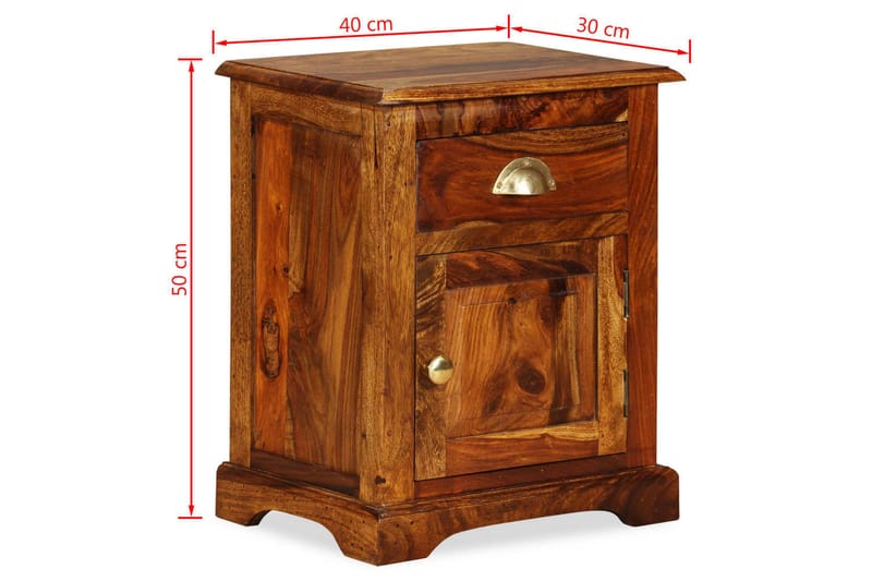 Sängbord 40x30x50 cm massivt sheesamträ - Brun - Möbler - Sovrum - Sängbord