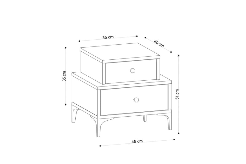 SÄNGBORD 45 cm Natur/Svart - Möbler - Sovrum - Sängbord
