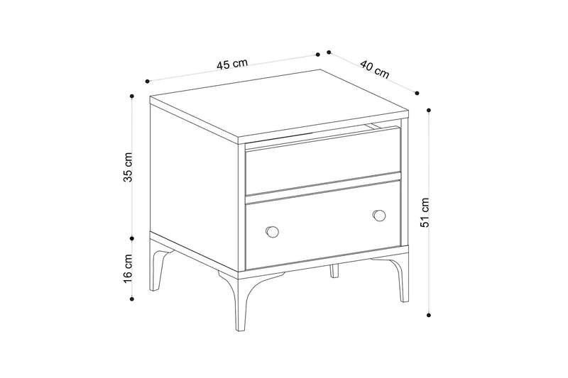 Sängbord 45 cm - Natur/Svart - Möbler - Sovrum - Sängbord