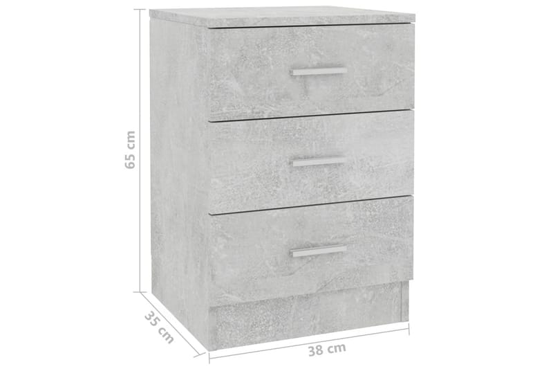 Sängbord betonggrå 38x35x56 cm spånskiva - Grå - Sängbord - Bord
