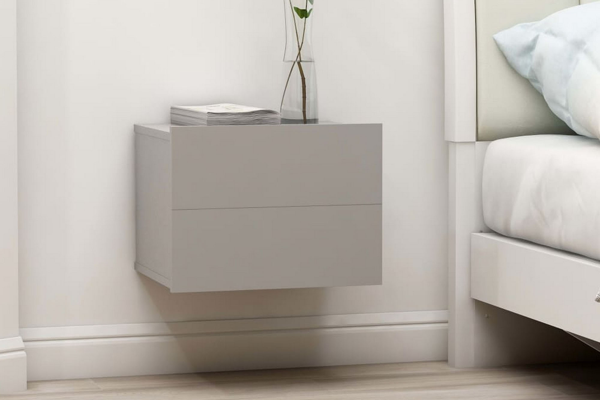 Sängbord grå 40x30x30 cm spånskiva – Grå