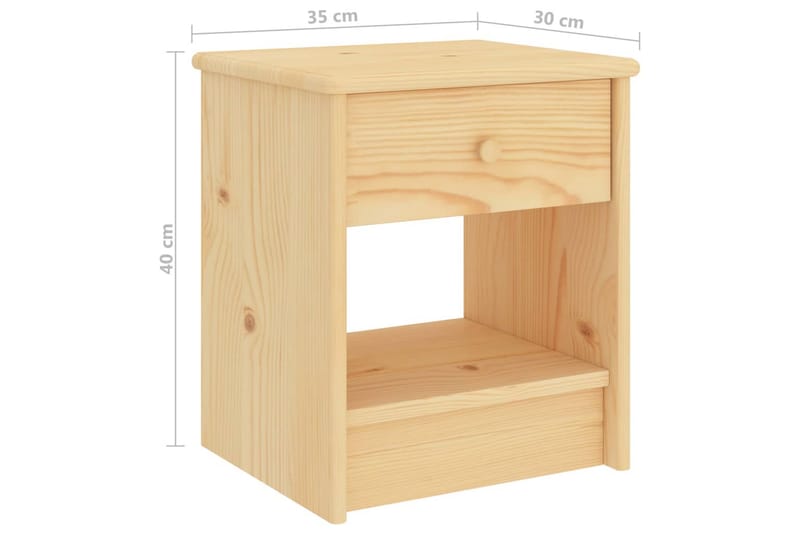 Sängbord ljust trä 35x30x40 cm massiv furu - Brun - Möbler - Sovrum - Sängbord
