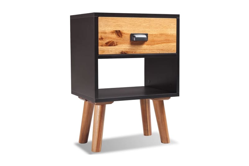 Sängbord massivt akaciaträ 40x30x57 cm - Svart - Möbler - Sovrum - Sängbord