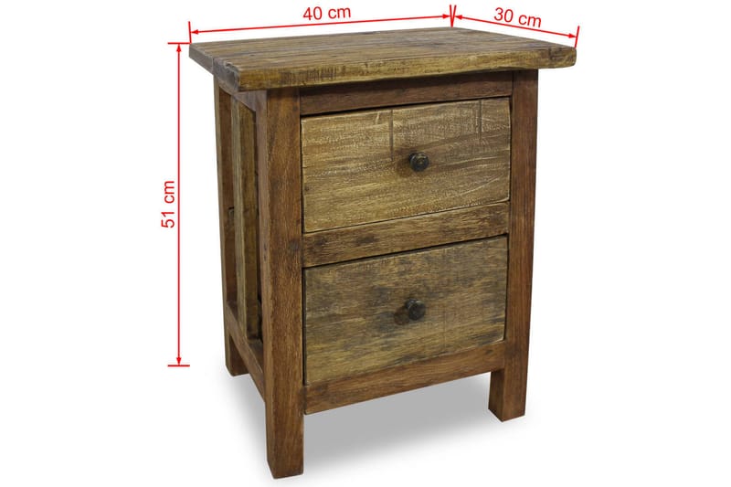 Sängbord massivt återvunnet trä 40x30x51cm - Brun - Sängbord - Bord