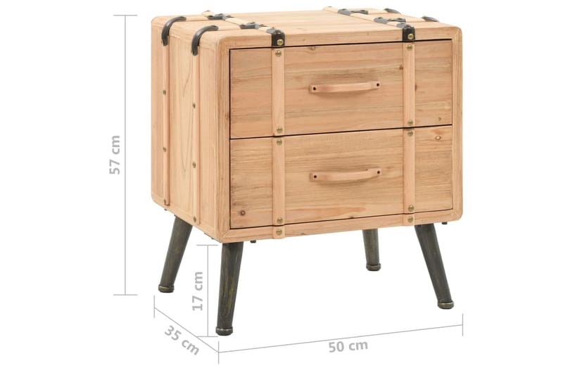 Sängbord massivt granträ 50x35x57 cm - Brun - Möbler - Sovrum - Sängbord