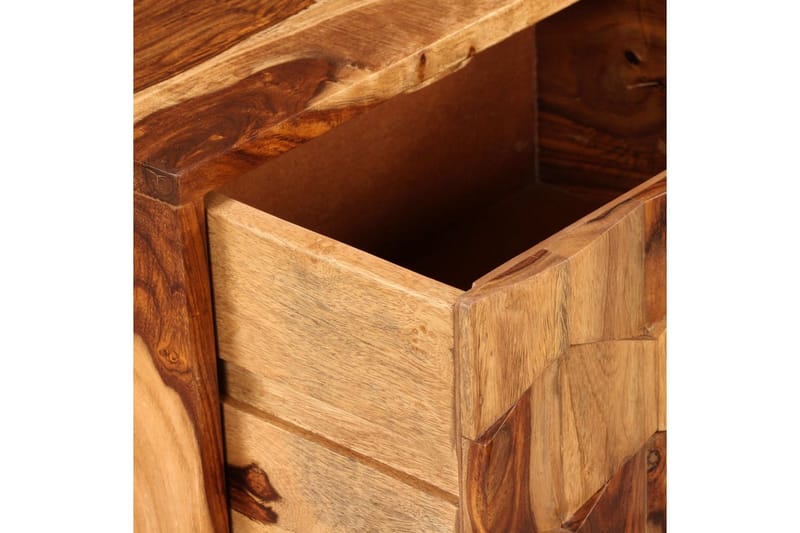 Sängbord med 1 låda massivt sheshamträ - Brun - Sängbord - Bord