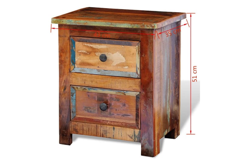 Sängbord med 2 lådor massivt återvunnet trä - Brun - Sängbord - Bord