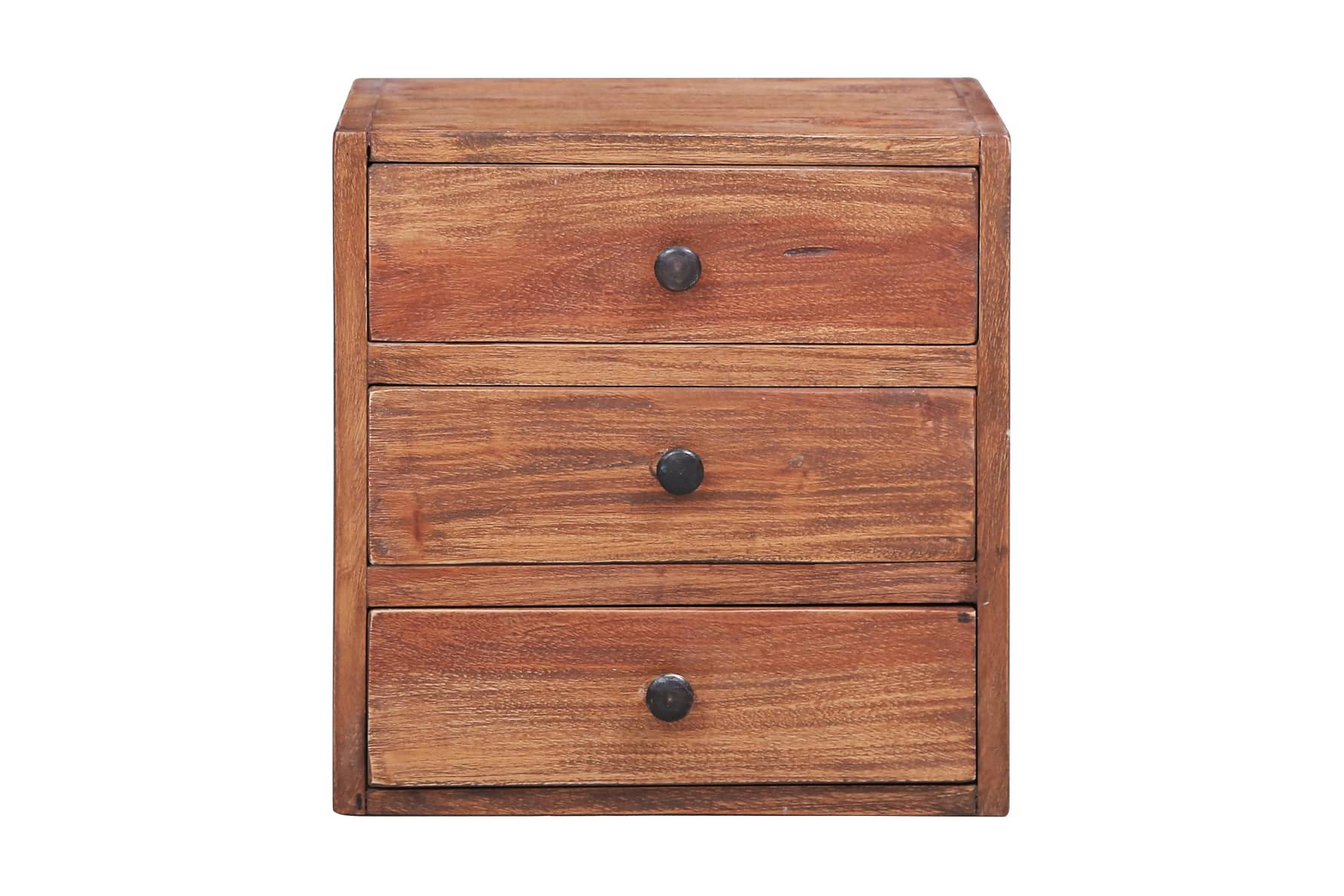Sängbord med 3 lådor 35x25x35 cm massivt återvunnet trä – Brun
