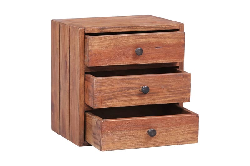 Sängbord med 3 lådor 35x25x35 cm massivt återvunnet trä - Brun - Möbler - Sovrum - Sängbord