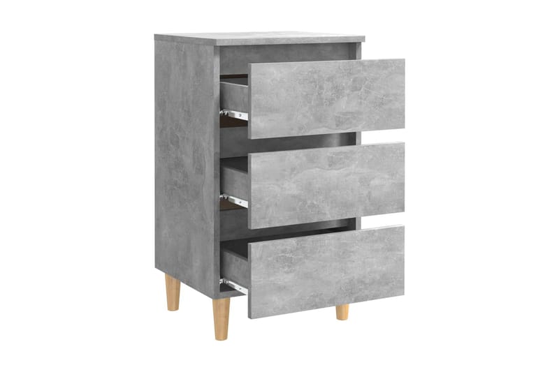 Sängbord med ben i massivt trä 2 st betonggrå 40x35x69 cm - Grå - Möbler - Sovrum - Sängbord