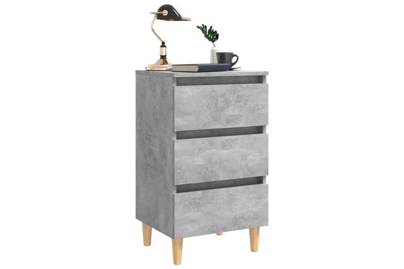 Sängbord med ben i massivt trä 2 st betonggrå 40x35x69 cm - Grå - Möbler - Sovrum - Sängbord