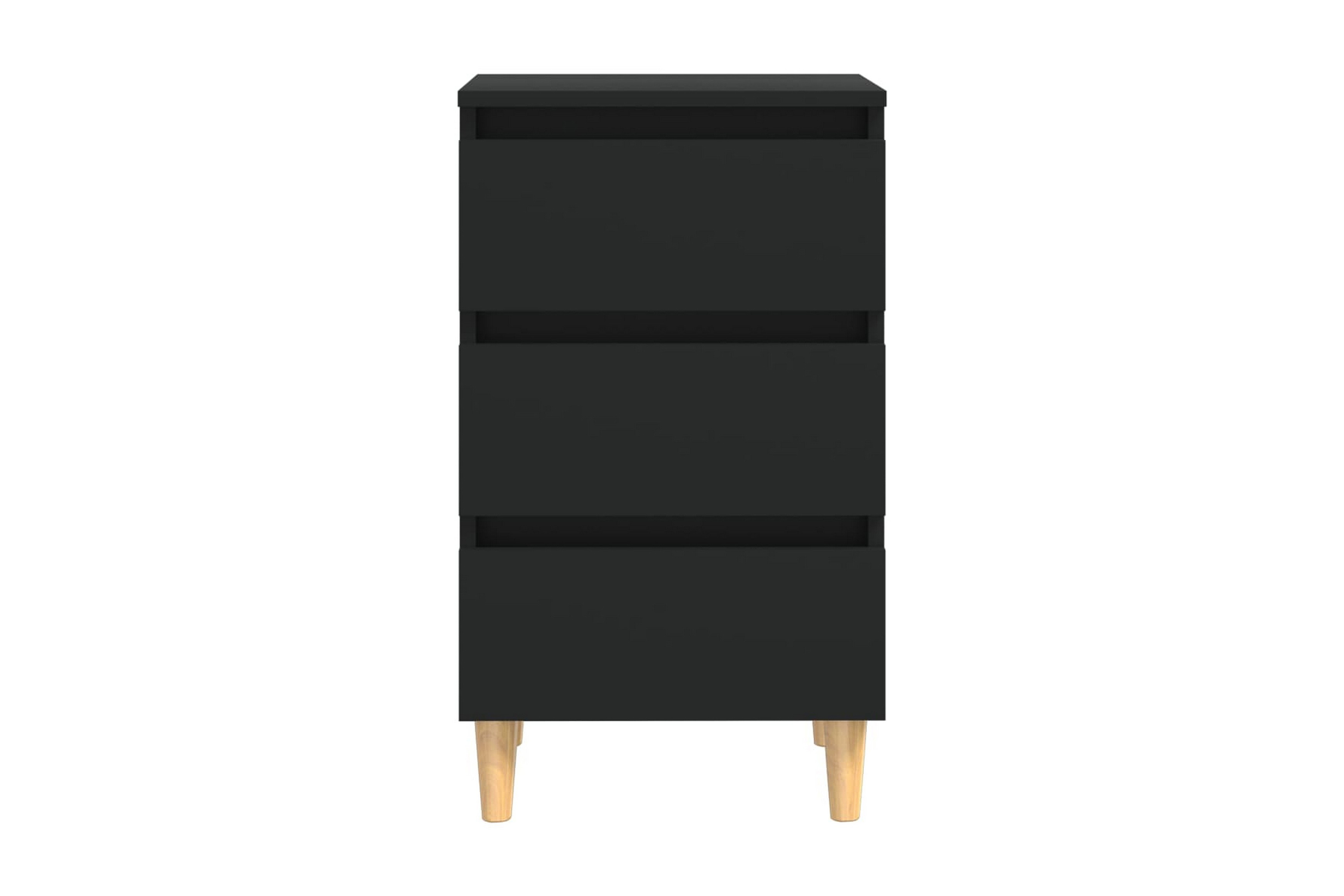 Sängbord med ben i massivt trä 2 st svart 40x35x69 cm – Svart