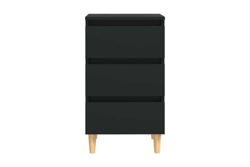 Sängbord med ben i massivt trä 2 st svart 40x35x69 cm - Svart - Sängbord - Bord