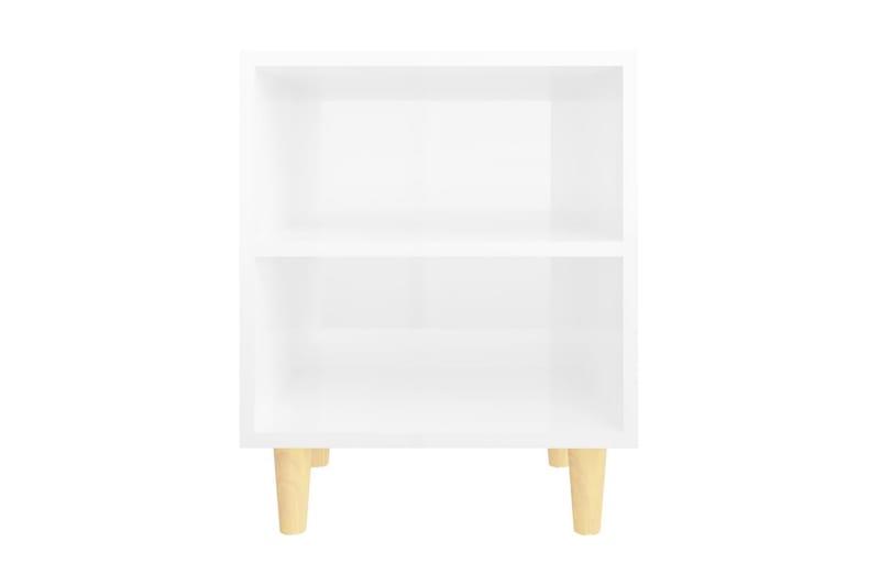 Sängbord med ben i massivt trä 2 st vit högglans 40x30x50 cm - Vit - Möbler - Sovrum - Sängbord
