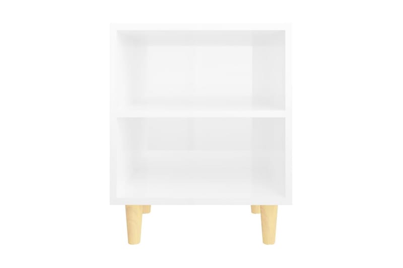 Sängbord med ben i massivt trä 2 st vit högglans 40x30x50 cm - Vit - Sängbord - Bord