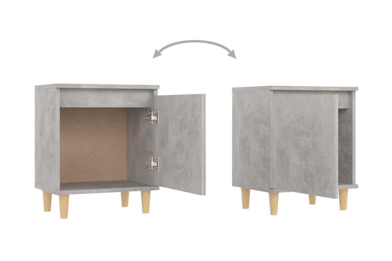 Sängbord med ben i massivt trä betonggrå 40x30x50 cm - Grå - Sängbord - Bord