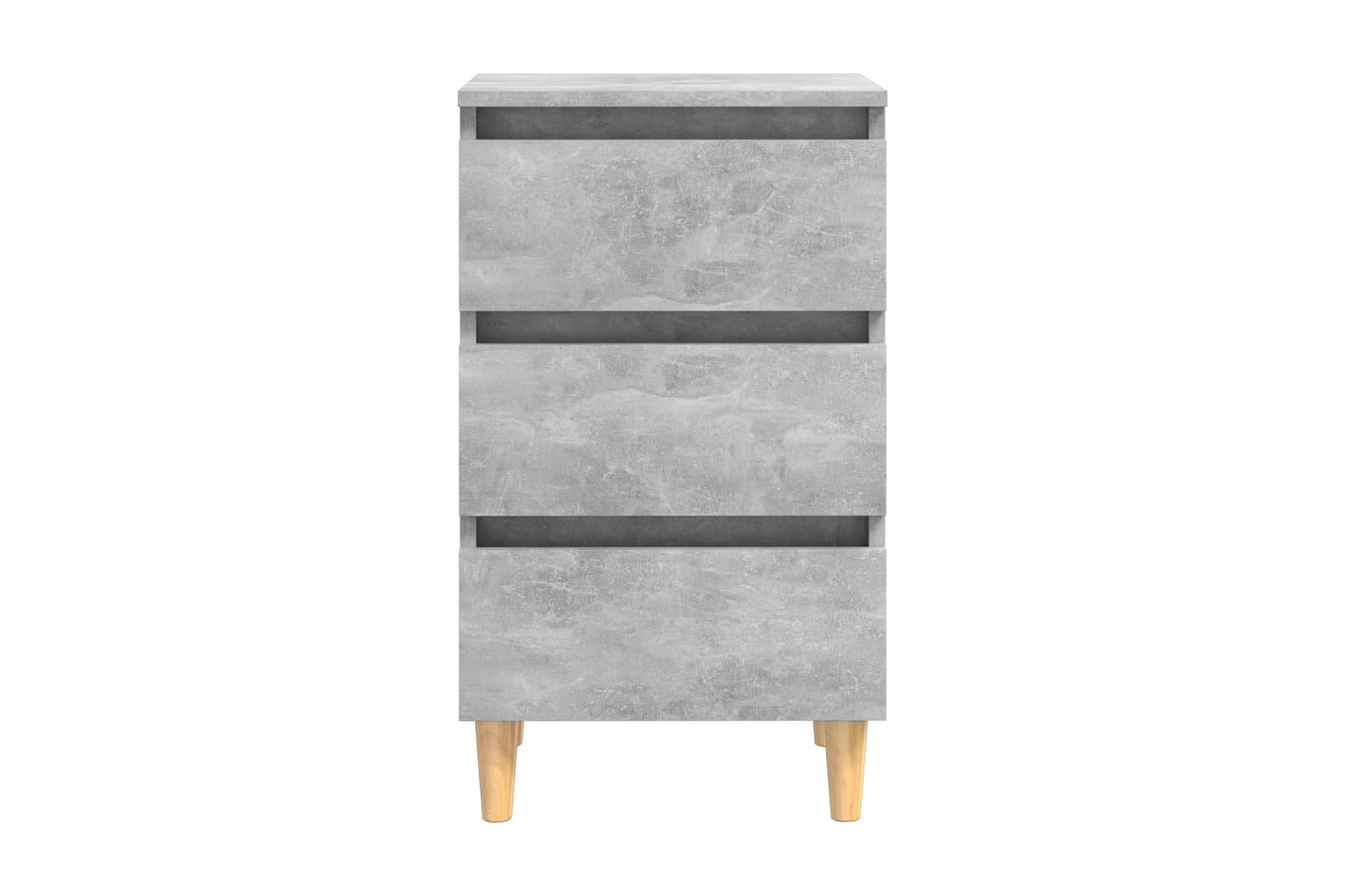 Sängbord med ben i massivt trä betonggrå 40x35x69 cm – Grå