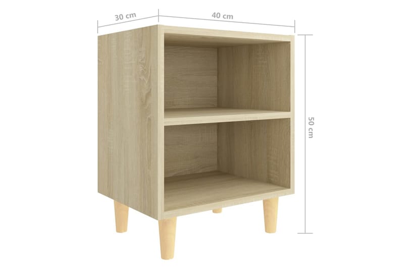 Sängbord med ben i massivt trä sonoma-ek 40x30x50 cm - Brun - Möbler - Sovrum - Sängbord