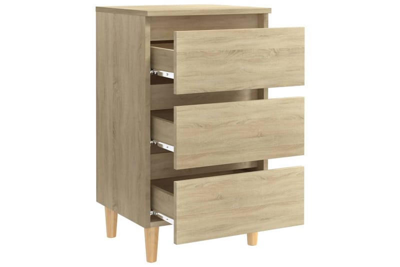 Sängbord med ben i massivt trä sonoma-ek 40x35x69 cm - Brun - Sängbord - Bord