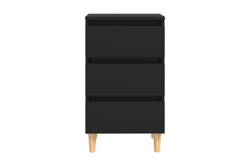 Sängbord med ben i massivt trä svart 40x35x69 cm - Svart - Möbler - Sovrum - Sängbord