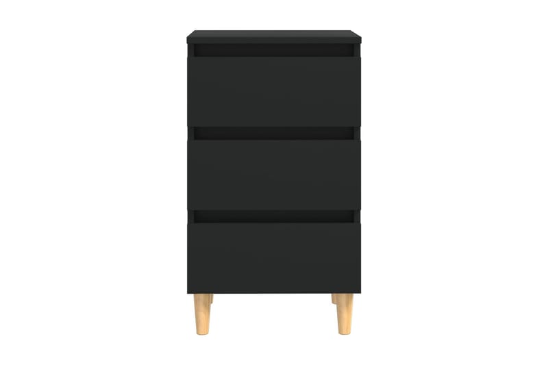 Sängbord med ben i massivt trä svart 40x35x69 cm - Svart - Sängbord - Bord