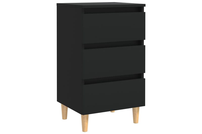 Sängbord med ben i massivt trä svart 40x35x69 cm - Svart - Möbler - Sovrum - Sängbord