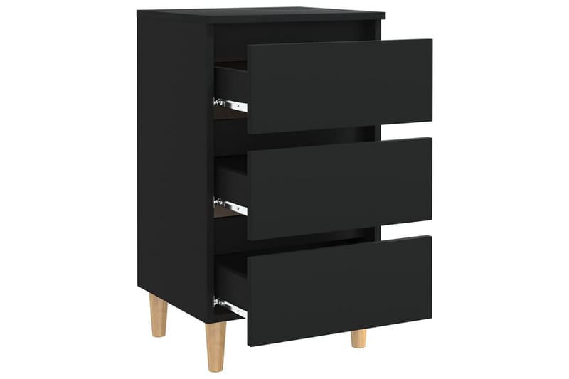Sängbord med ben i massivt trä svart 40x35x69 cm - Svart - Möbler - Sovrum - Sängbord