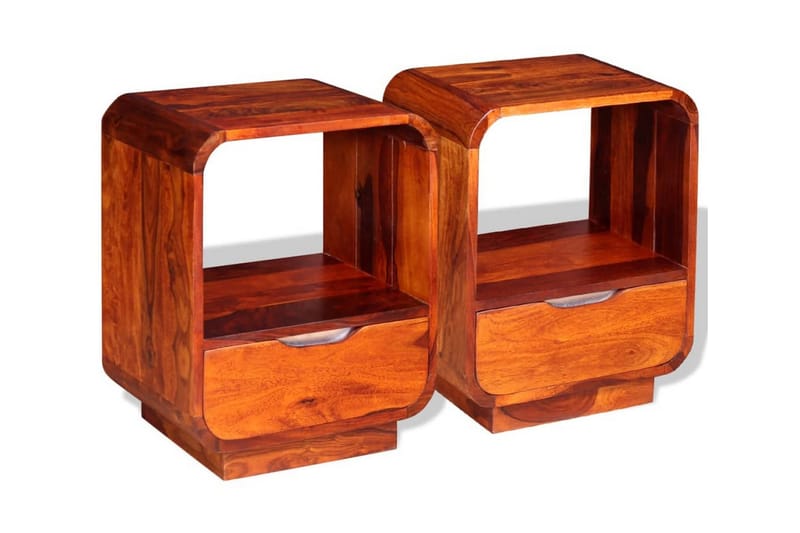 Sängbord med låda 2 st massivt sheshamträ 40x30x50 cm - Brun - Sängbord - Bord