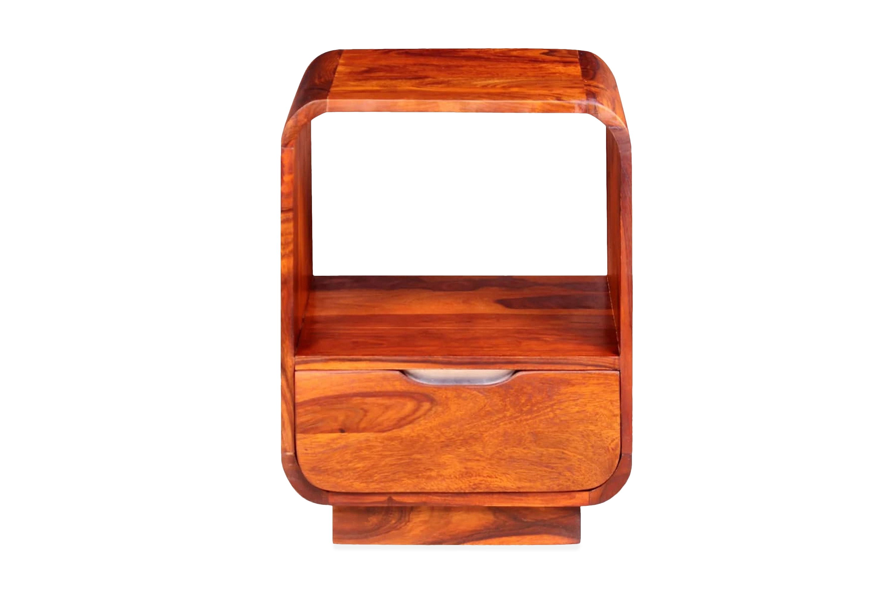 Sängbord med låda i massivt sheshamträ 40x30x50 cm – Brun