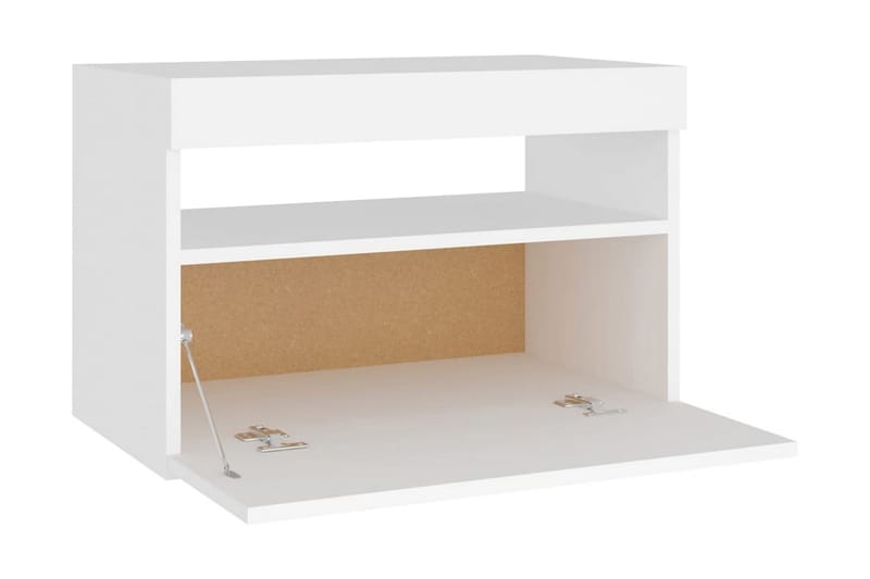 Sängbord med LED-belysning vit 60x35x40 cm spånskiva - Vit - Möbler - Sovrum - Sängbord