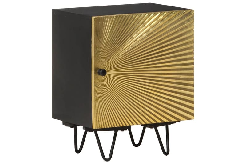 Sängbord med mässingsfront 40x30x50 cm massivt mangoträ - Guld - Möbler - Sovrum - Sängbord