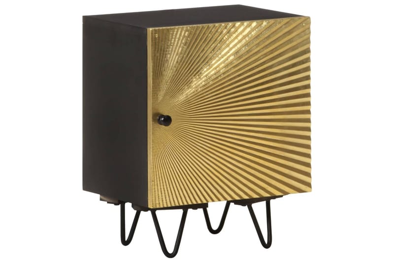 Sängbord med mässingsfront 40x30x50 cm massivt mangoträ - Guld - Möbler - Sovrum - Sängbord