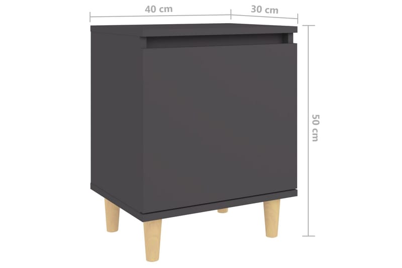 Sängbord med massiva ben grå 40x30x50 cm - Grå - Sängbord - Bord