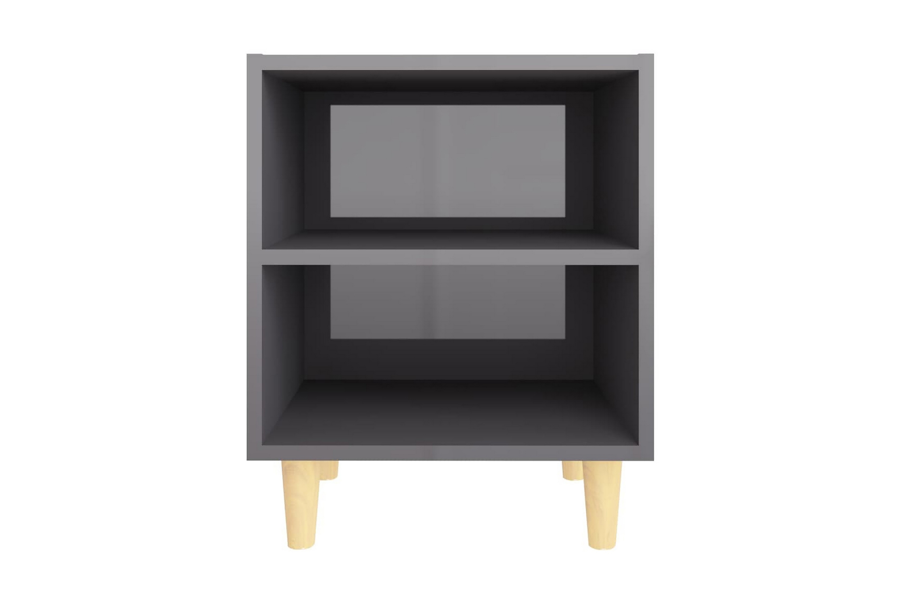 Sängbord med massiva ben grå högglans 40x30x50 cm – Grå