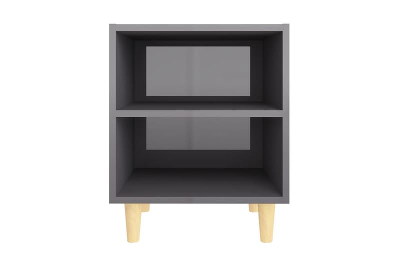 Sängbord med massiva ben grå högglans 40x30x50 cm - Grå - Sängbord - Bord