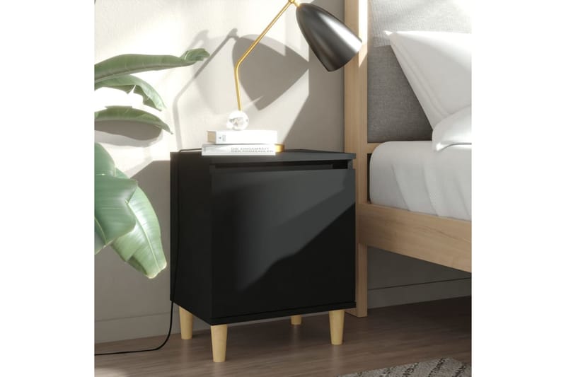 Sängbord med massiva ben svart 40x30x50 cm - Svart - Sängbord - Bord