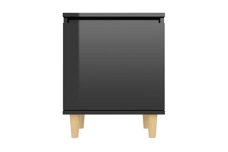 Sängbord med massiva ben svart högglans 40x30x50 cm - Svart - Sängbord - Bord
