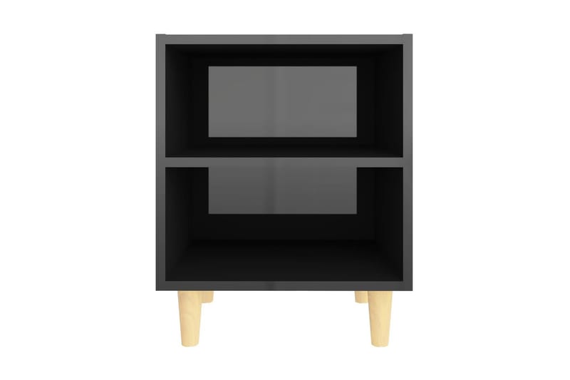 Sängbord med massiva ben svart högglans 40x30x50 cm - Svart - Möbler - Sovrum - Sängbord