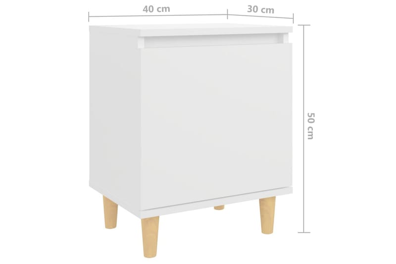 Sängbord med massiva ben vit 40x30x50 cm - Vit - Möbler - Sovrum - Sängbord