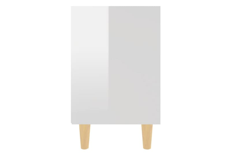 Sängbord med massiva ben vit högglans 40x30x50 cm - Vit - Sängbord - Bord