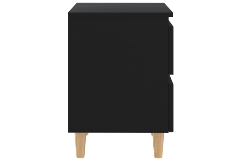 Sängbord med massiva furuben 2 st svart 40x35x50 cm - Svart - Sängbord - Bord