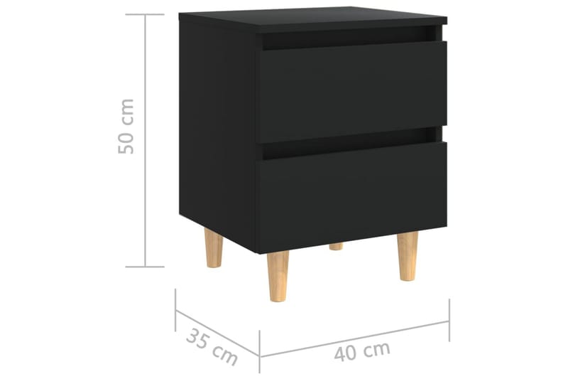 Sängbord med massiva furuben 2 st svart 40x35x50 cm - Svart - Sängbord - Bord