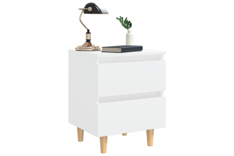 Sängbord med massiva furuben 2 st vit 40x35x50 cm - Vit - Möbler - Sovrum - Sängbord