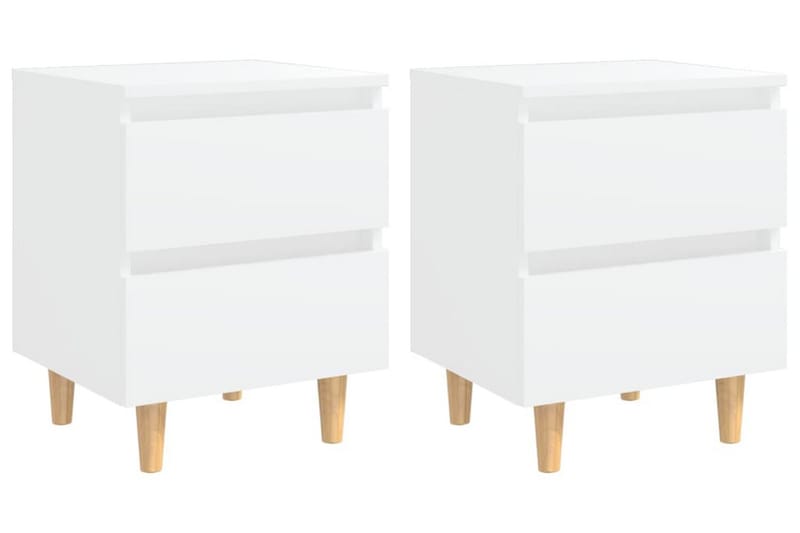 Sängbord med massiva furuben 2 st vit 40x35x50 cm - Vit - Sängbord - Bord