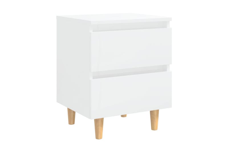Sängbord med massiva furuben 2 st vit högglans 40x35x50 cm - Vit - Möbler - Sovrum - Sängbord