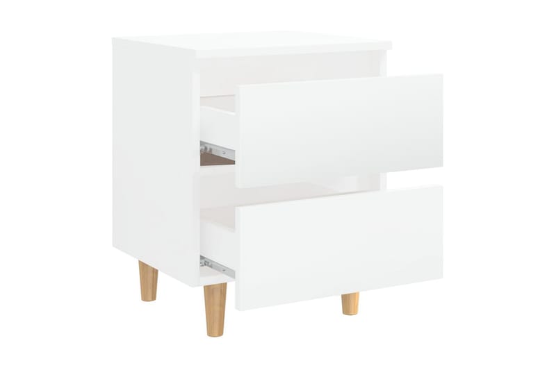 Sängbord med massiva furuben 2 st vit högglans 40x35x50 cm - Vit - Möbler - Sovrum - Sängbord