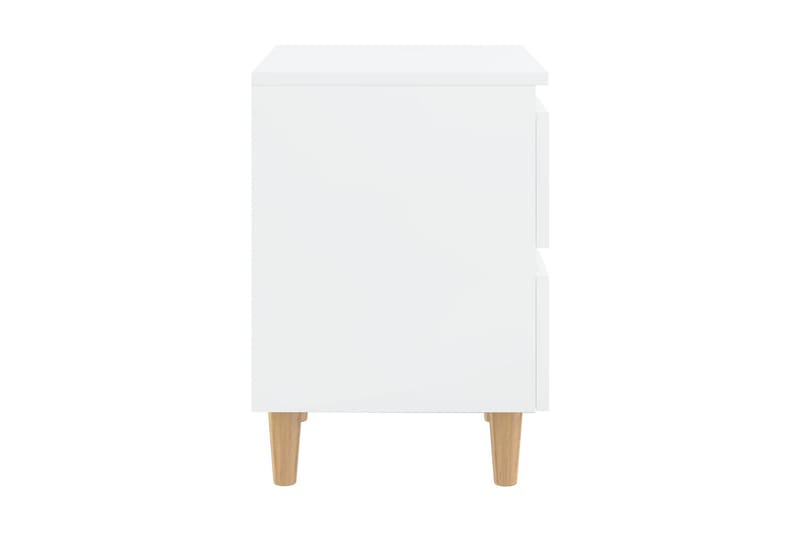 Sängbord med massiva furuben 2 st vit högglans 40x35x50 cm - Vit - Möbler - Sovrum - Sängbord