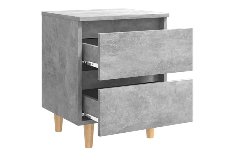 Sängbord med massiva furuben betonggrå 40x35x50 cm - Grå - Sängbord - Bord